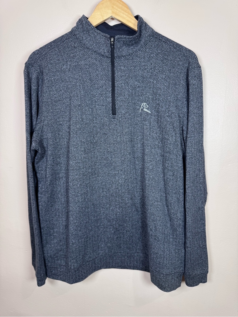 Rhoback Men's Quarter Zip M Gray Heathered  Preppy Career Golf Tennis Office